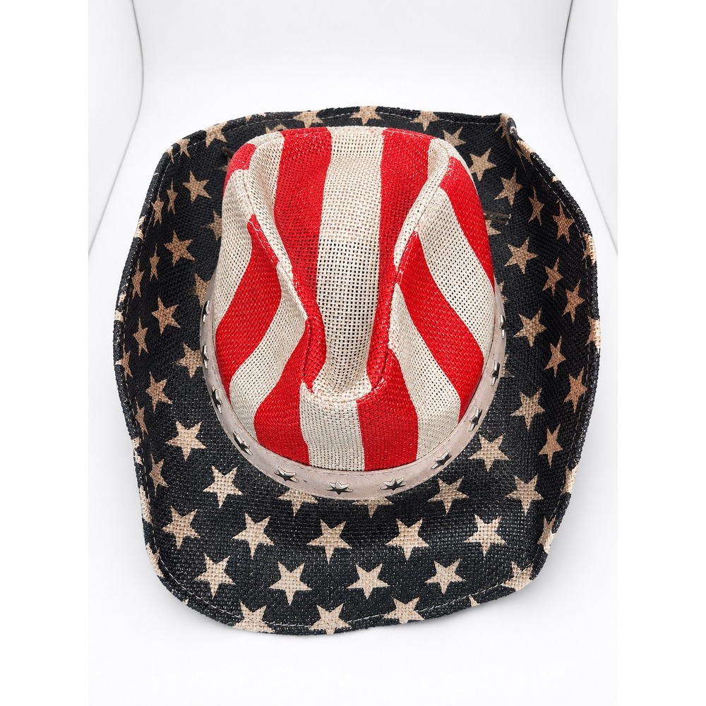 Peter Grimm American Flag Straw Cowboy Hat Stars Stripes Patriotic Unisex OS - Picture 4 of 6